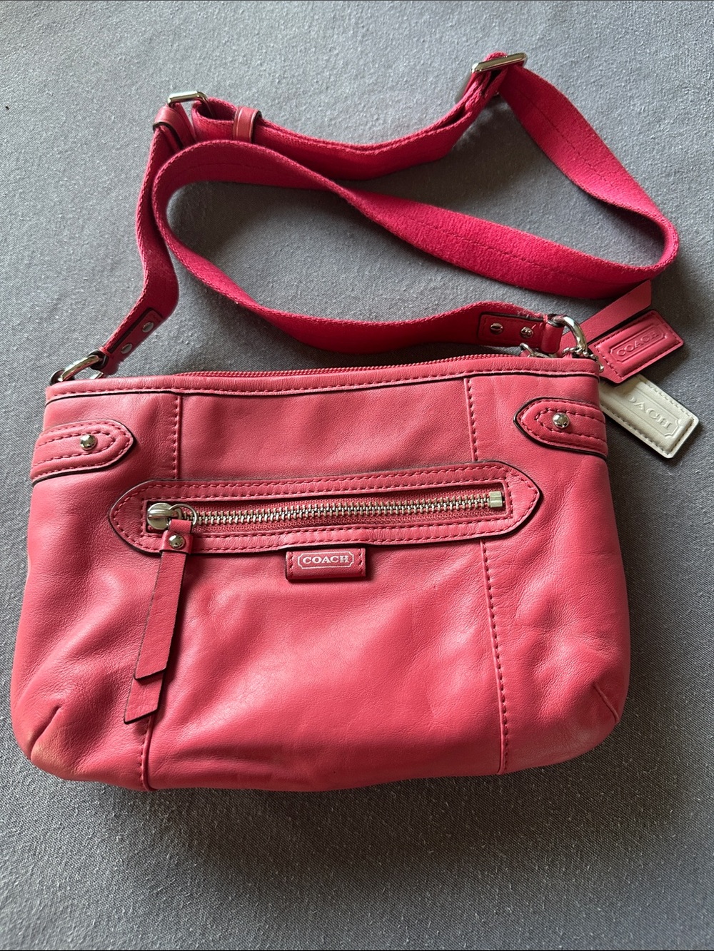 Coach Coral Pink Leather Crossbody Bag